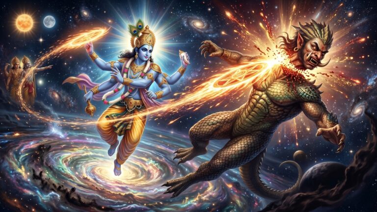 Vishnu slaying the head of Svarbhanu