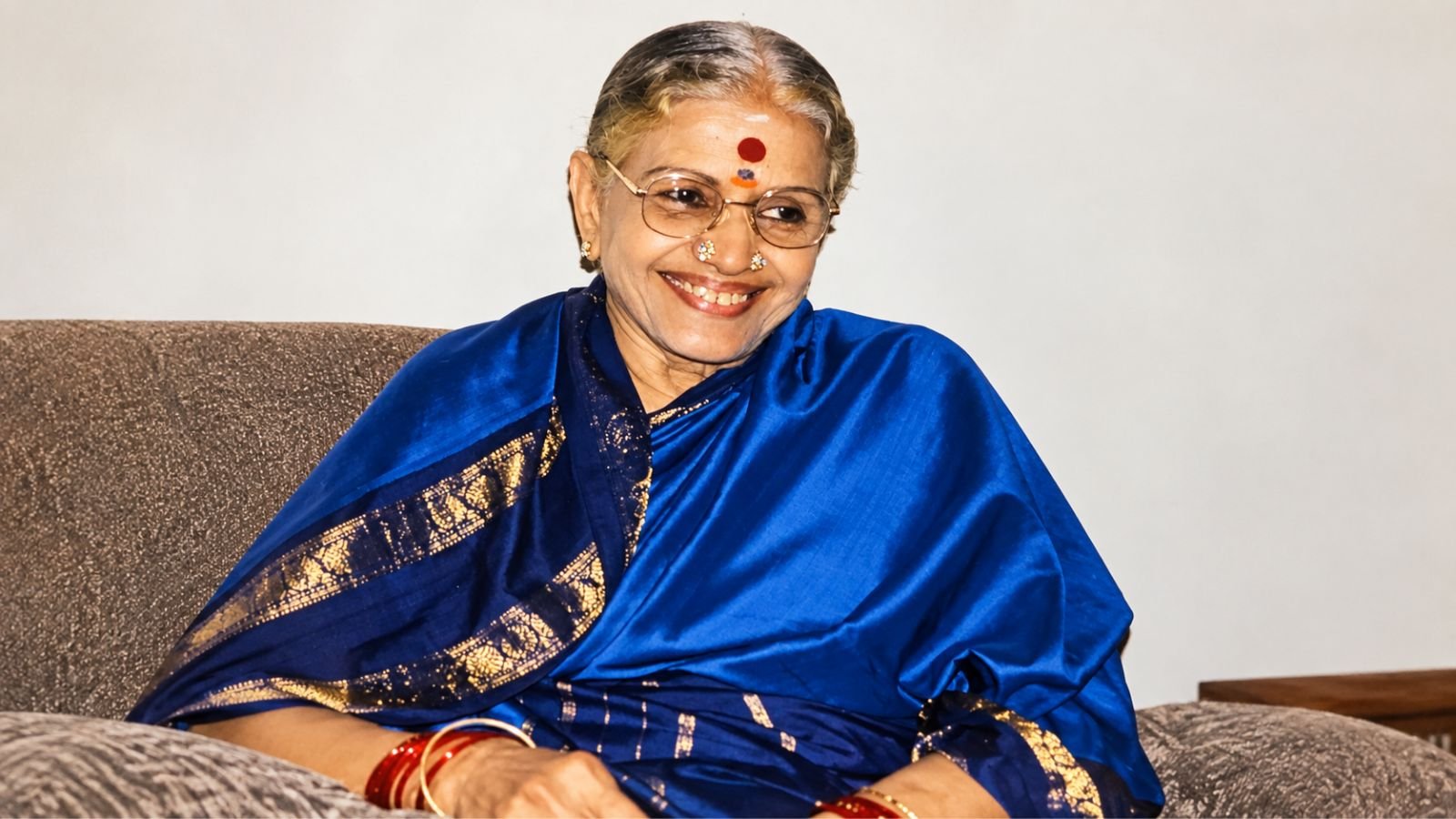 M S Blue saree